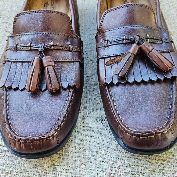 Dockers Men Brown Leather Upper Freestone Slip On Moccasin Shoes Size 9M